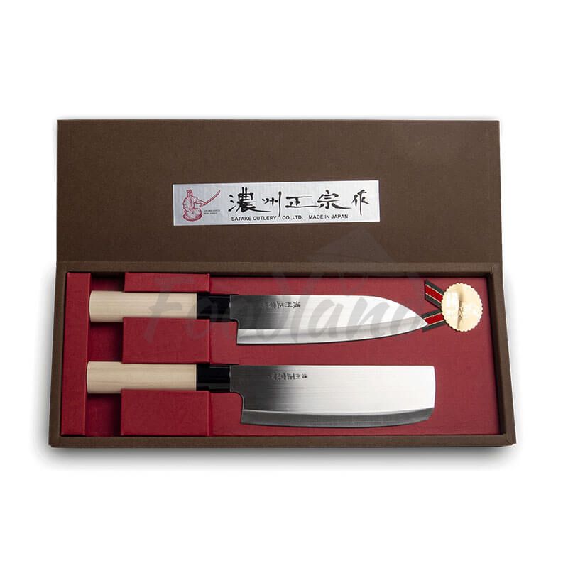 Japonské nože SATAKE Set Santoku + Nakiri L17,5 cm